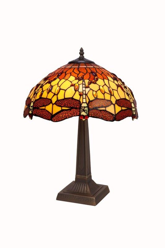 Table Lamp Major Tiffany Series Belle Amber Dragonfly