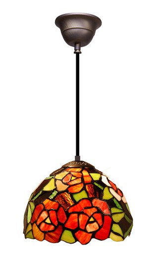 Ceiling pendant with black cable and Tiffany lampshade