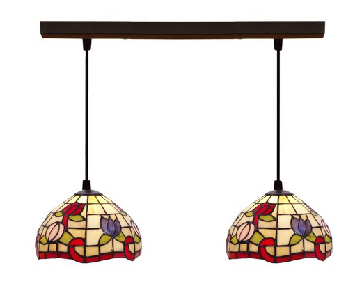 Deckenanhänger mit zwei Lampenschirmen Tiffany Series Compact d.20cm