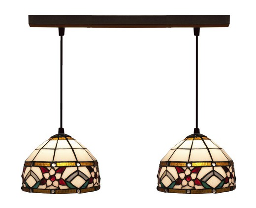 Deckenanhänger mit zwei Lampenschirmen Tiffany Series Museum D.20cm