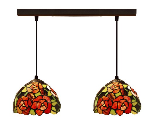 Deckenanhänger mit zwei Lampenschirmen Tiffany Series New York d.20cm