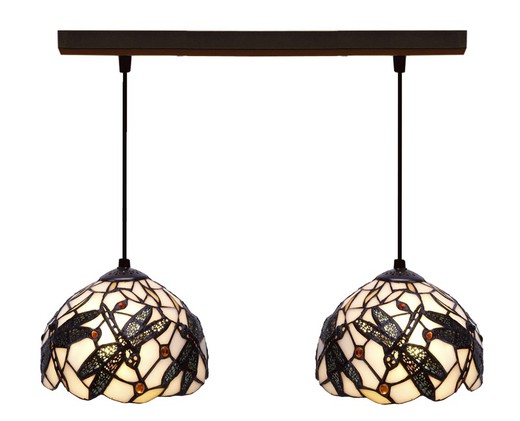 Deckenanhänger mit zwei Lampenschirmen Tiffany-Serie Pedrera d.20cm