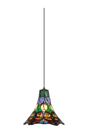 Ciondolo soffitto Tiffany con cavo diametro 35cm Serie Farfalle
