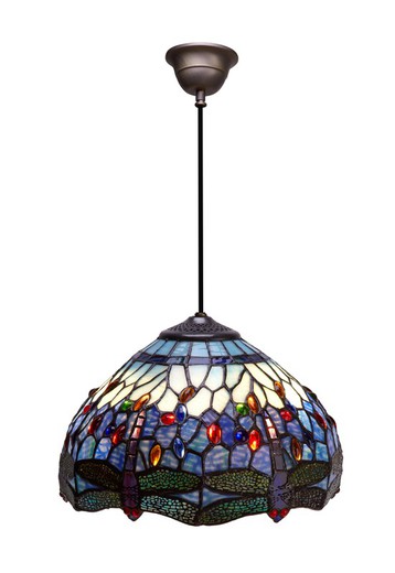 Tiffany-Deckenanhänger mit Kabelbefestigung Serie Belle Epoque Durchmesser 30 cm Tiffan und Licht