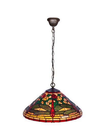 Pingente de teto libélula com corrente Tiffany Compact Series 40cm
