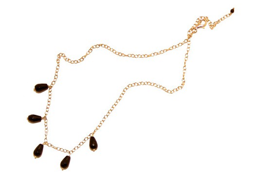 Necklace with 5 onyx tears. Gilded silver.