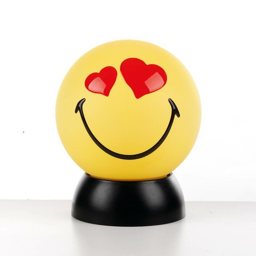 Emoticono Smiley amarillo Cara sonriente con corazones en los ojos
