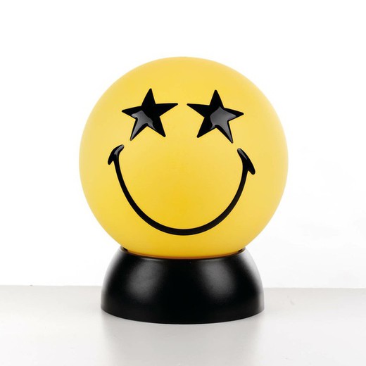 Emoticono Smiley amarillo divertido con estrellas en los ojos