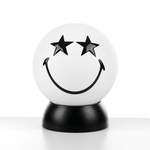 Emoticono Smiley blanco divertido con estrellas en los ojos