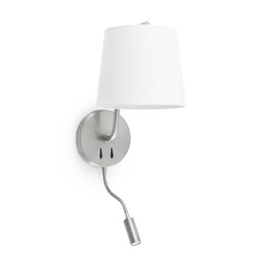 BERNI nickel satin wall lamp with LED reader Faro