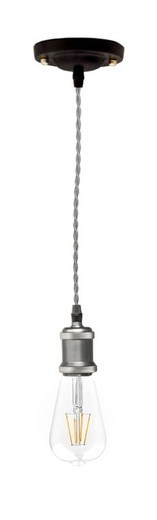 Pendant Lamp Gray Braided Cable Lampholder Silver Laes