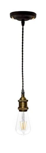 Pendant Lamp Black Braided Cable Lampholder Brass Laes