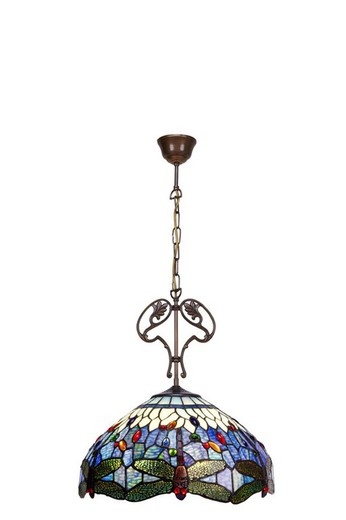 Suspension avec ornement Tiffany diamètre 40cm Belle Epoque Série Tiffan et Lumière