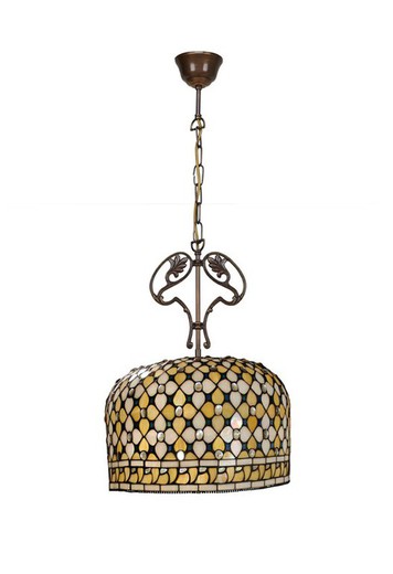 Lámpara Colgante con adorno Tiffany Serie Queen Diámetro 30cm Tiffan y Luz