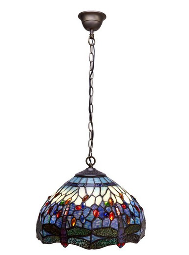 Lampada a Sospensione con Catena Belle Epoque Diametro 30cm Tiffany e Luce