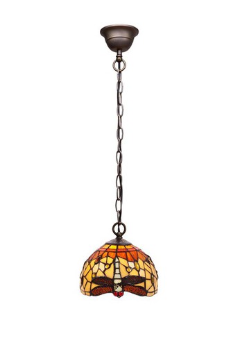 Pendant Lamp with chain Series Belle Amber Diameter 20cm Tiffan and Light