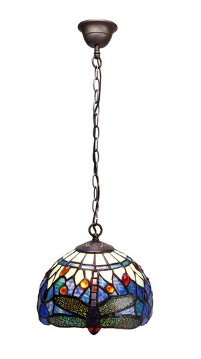 Lampe Suspension avec chaine Tiffany Série Belle Epoque Diamètre 20cm Tiffan and Light