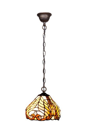 Lampada a sospensione con catena Tiffany Serie Dalí Diametro 20cm Tiffany e Luce