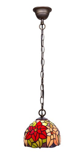 Lámpara Colgante con cadena Tiffany Serie Güell Diámetro 20cm Tiffan y Luz
