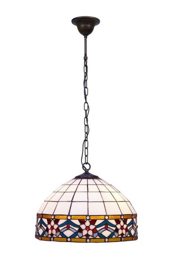 Lampe Suspension avec chaîne Tiffany Série Musée Diamètre 40cm Tiffan and Light