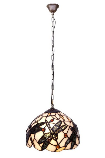 Lampada a Sospensione con Catena Tiffany Serie Pedrera Diametro 20cm Tiffany e Luce