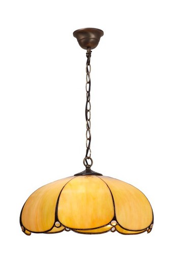 Lampe Suspension avec chaîne Tiffany Série Virginia Diamètre 45cm Tiffan and Light