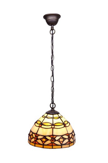 Lampe Suspension avec chaîneTiffany Série Ivoire Diamètre 20cm Tiffan et Lumière