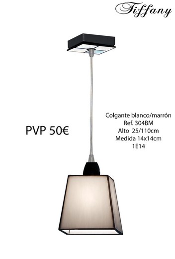 Lámpara colgante con pantalla Tiffany color blanco