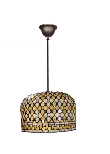 Lámpara Colgante de techo con cable Tiffany Serie Queen Diámetro 30cm Tiffan y Luz