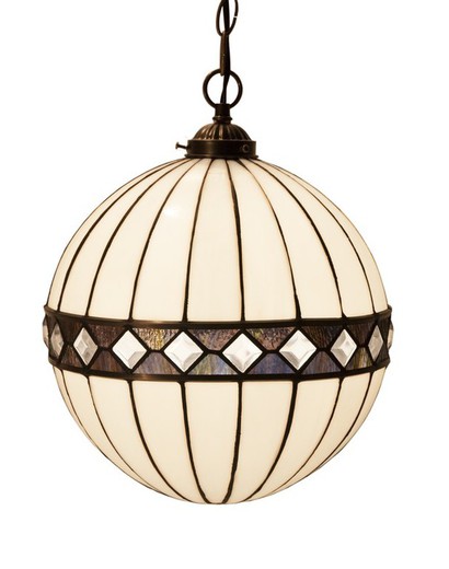 Lámpara colgante de techo con cadena bola Tiffany Serie Ilumina de Tiffan y luz