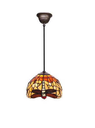 Lampada a Sospensione Serie Belle Ambra Diametro 20cm Tiffany e Luce