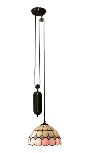 Tiffany Ceiling Pendant Lamp goes up and down with pulleys Pink Series d.30cm