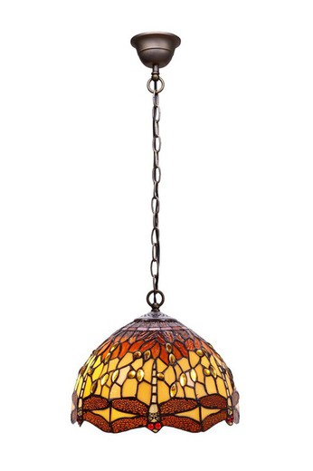 Lampada a Sospensione Tiffany Serie Belle Amber Diametro 30cm Tiffany e Luce