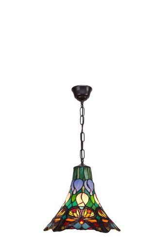 Lampada a Sospensione Tiffany Serie Farfalla Diametro 25cm Tiffany e Luce