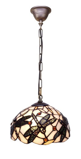 Lámpara Colgante Tiffany Serie Pedrera diámetro 30cm Tiffan y Luz