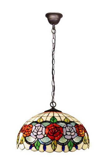 Lampada a Sospensione Tiffany Serie Rosy Diametro 40cm Tiffany e Luce