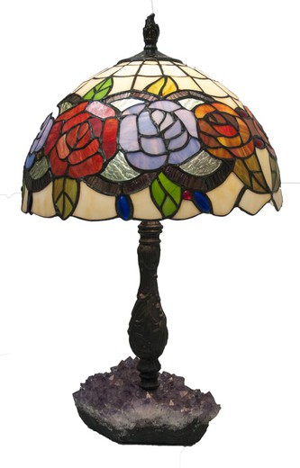 Lampe de table avec pierre améthyste Série Rosy diamètre 30cm