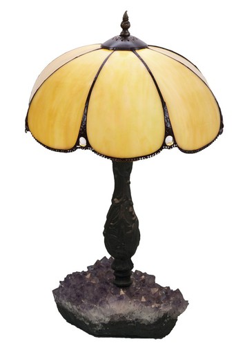 Lámpara de mesa con piedra Amatista Serie Virginia diámetro 30cm