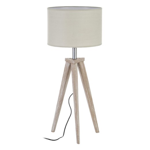 Lámpara de mesa madera con pantalla 30x30x20cm tejido (65% poliester 35% algodón)