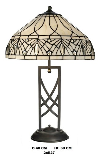 Lámpara de mesa Tiffany con adorno en base diámetro 40cm Artistar