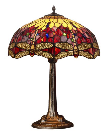 Lámpara De Sobremesa árbol XXL Tiffany Serie Belle Rouge Diámetro 54cm Tiffan y Luz