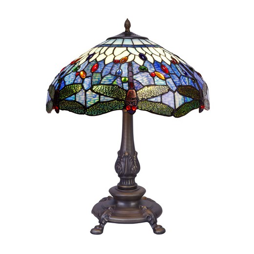 Lámpara De Sobremesa base alta Tiffany Serie Belle Epoque Diámetro 40cm Tiffan y Luz