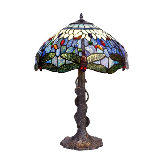 Lampada da Tavolo base albero con foglie Tiffany Serie Belle Epoque Diametro 40cm Tiffany e Luce
