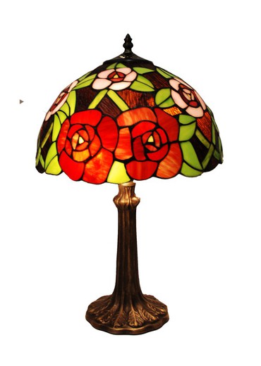 Lámpara De Sobremesa base árbol Tiffany Serie New York Diámetro 30cm Tiffan y Luz