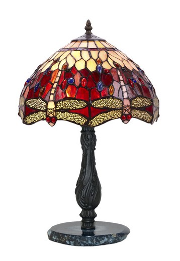 Base Lampada da Tavolo con Agata Blu Tiffany Serie Belle Rouge Diametro 30cm Tiffan e Luce