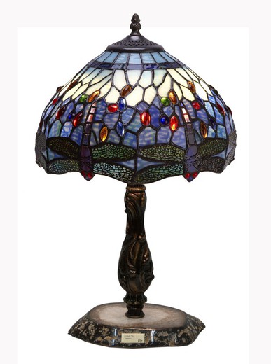 Lampe de table pied avec agate claire Série Tiffany Belle Epoque Diamètre 30cm Tiffan and Light