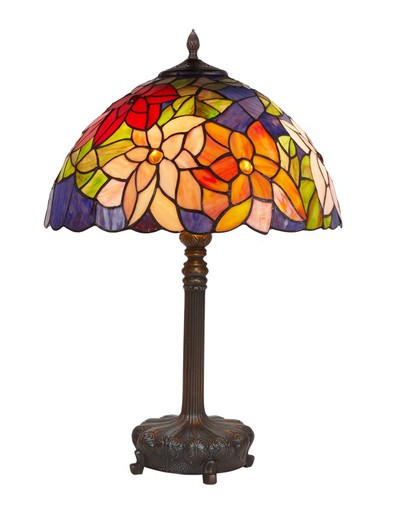 Lámpara De Sobremesa base con apoyos Tiffany Serie Guell Diámetro 40cm Tiffan y Luz