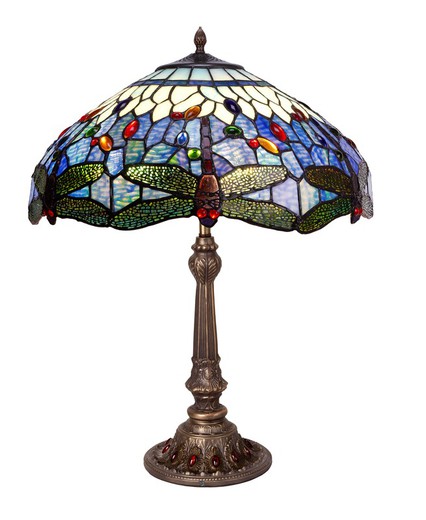 Pied de lampe de table XXL avec cristaux rouges Tiffany Série Belle Epoque Diamètre 54cm Tiffan and Light