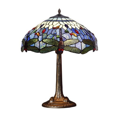 Lámpara De Sobremesa XXL base con forma Tiffany Serie Belle Epoque Diámetro 54cm Tiffan y Luz