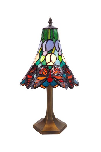 Lámpara de sobremesa base hexagonal Serie Butterfly d.25 de "Tiffan y luz"